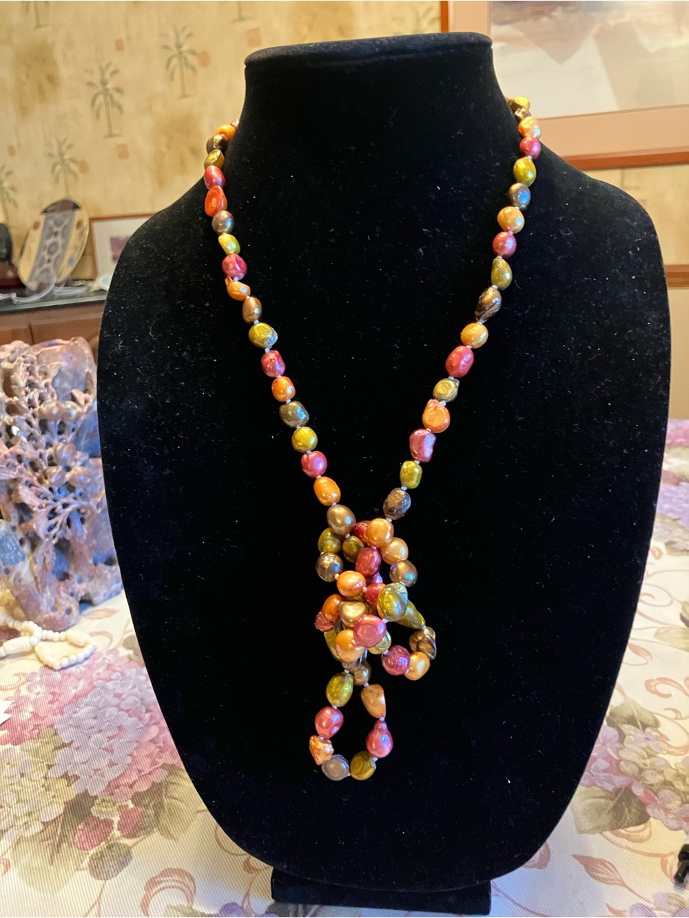 FRESH WATER PEARL NECKLACE IN MULTI-COLOR AUTUMN SHADES - Picture 10 of 13